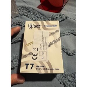 QKZ T7 Silver Plated Upgrade Cable 3.5mm Audio Jack No Mic Replacement Wire NEW